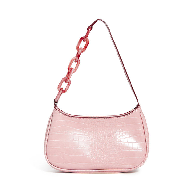 Trendy Small Crocodile Print Acrylic Chain Bag