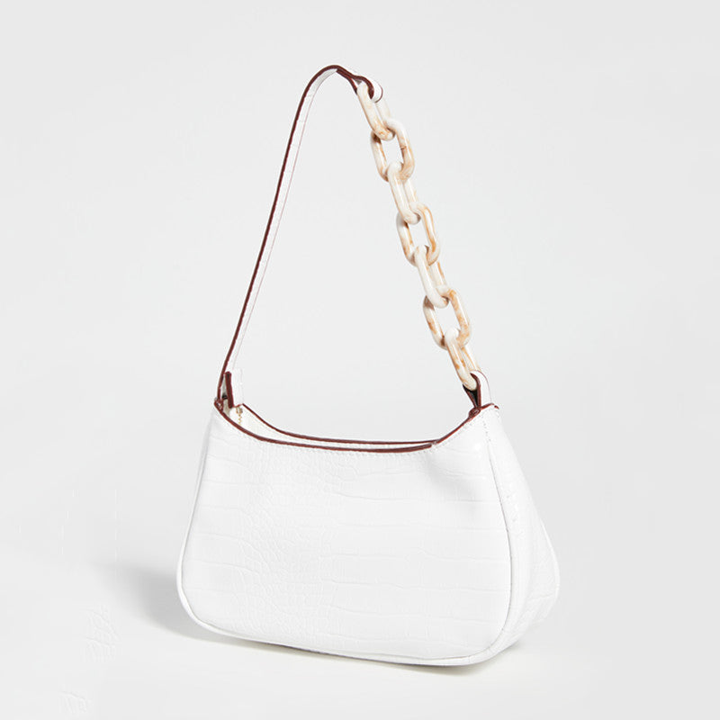 Trendy Small Crocodile Print Acrylic Chain Bag